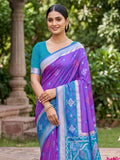 Purple Soft Silk Stripe N Motif Saree | EZB SI04 SRPOC8008