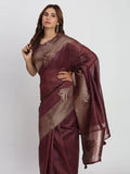 Purple TAARINI Linen Cotton Saree with Blouse Piece - EZBER