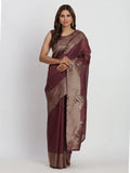 Purple TAARINI Linen Cotton Saree with Blouse Piece - EZBER