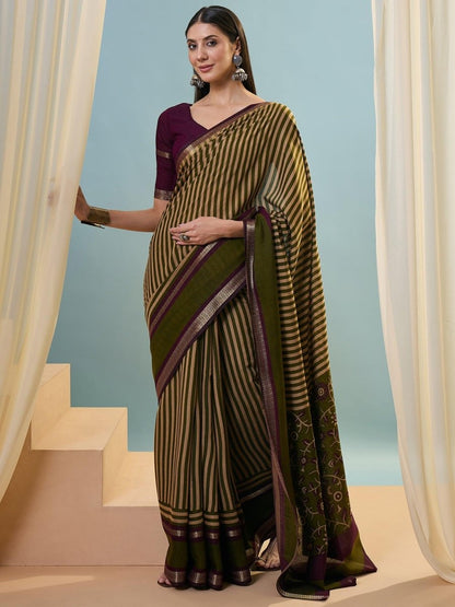 Pv Cotton Green Printed Saree | EZB GF02 LUX 50004 - EZBER