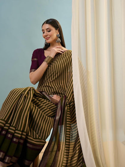 Pv Cotton Green Printed Saree | EZB GF02 LUX 50004 - EZBER