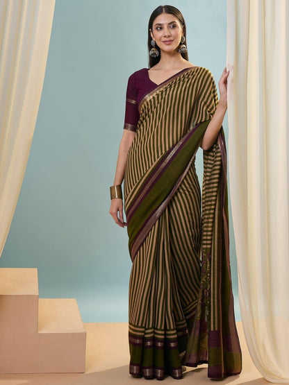 Pv Cotton Green Printed Saree | EZB GF02 LUX 50004 - EZBER