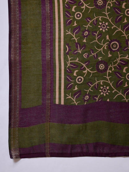 Pv Cotton Green Printed Saree | EZB GF02 LUX 50004 - EZBER