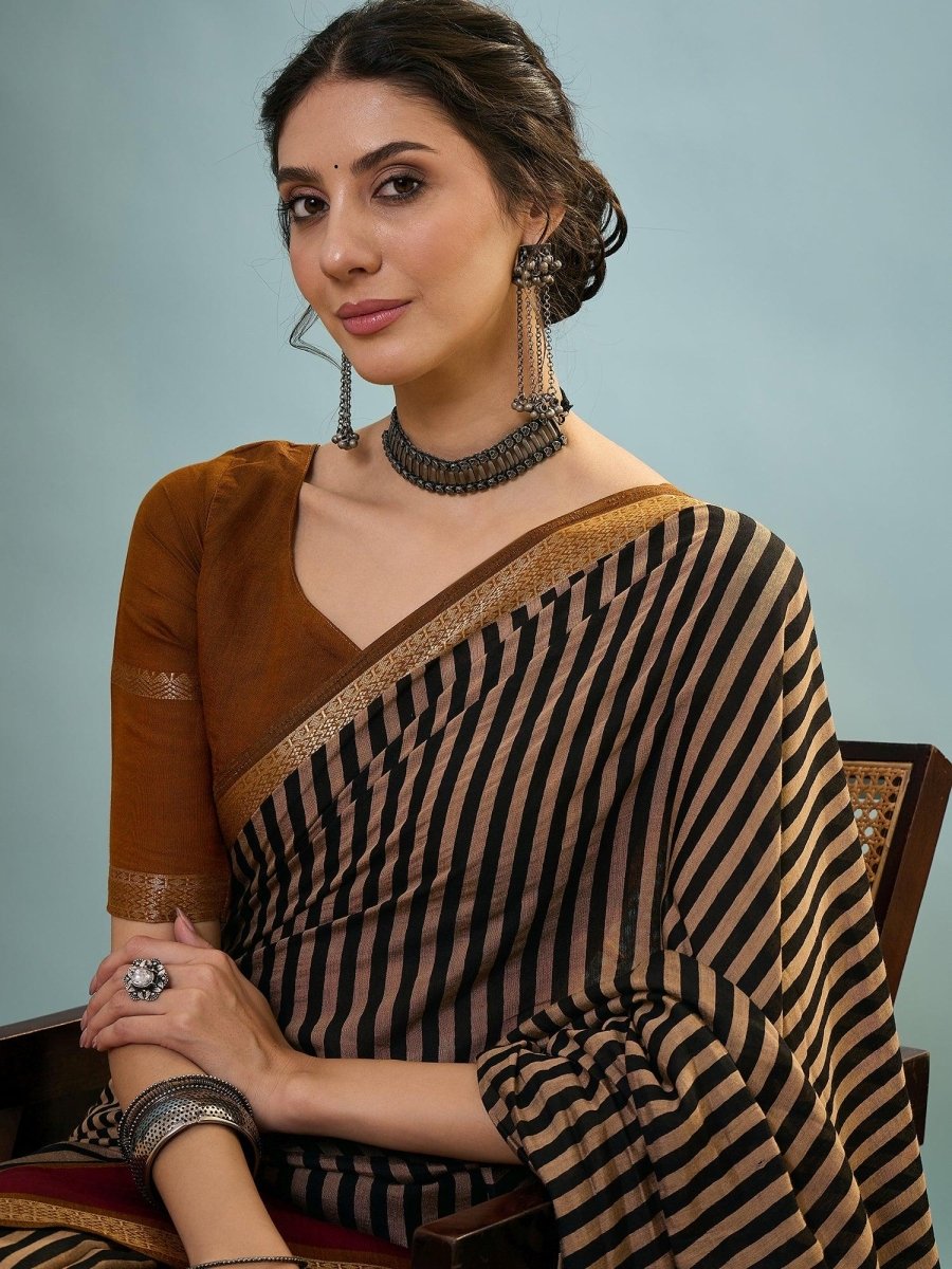 Pv Cotton Mustard Printed Saree | EZB GF02 TARA V1 50001 - EZBER