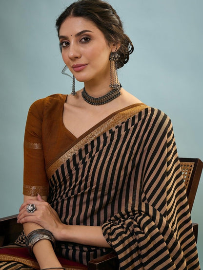 Pv Cotton Mustard Printed Saree | EZB GF02 TARA V1 50001 - EZBER