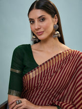Pv Cotton Red Printed Saree | EZB GF02 TARA V1  50002
