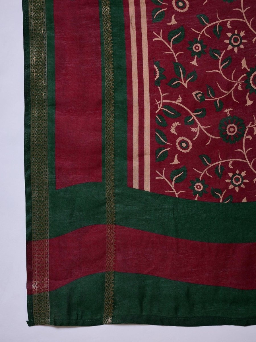 Pv Cotton Red Printed Saree | EZB GF02 TARA V1 50002 - EZBER