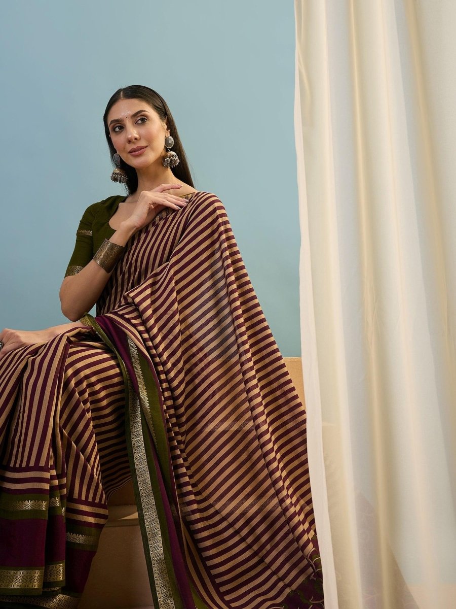 Pv Cotton Wine Printed Saree | EZB GF02 TARA V1 50005 - EZBER