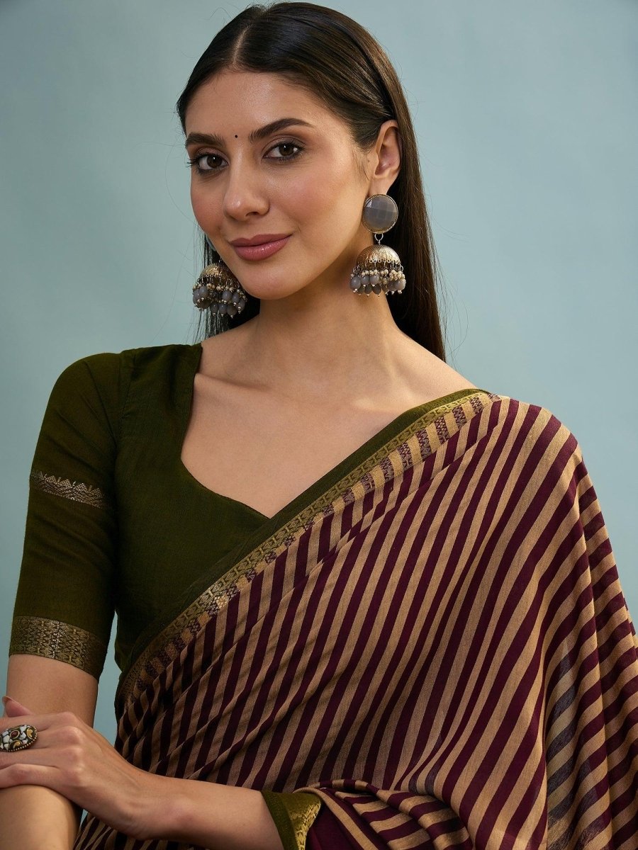 Pv Cotton Wine Printed Saree | EZB GF02 TARA V1 50005 - EZBER