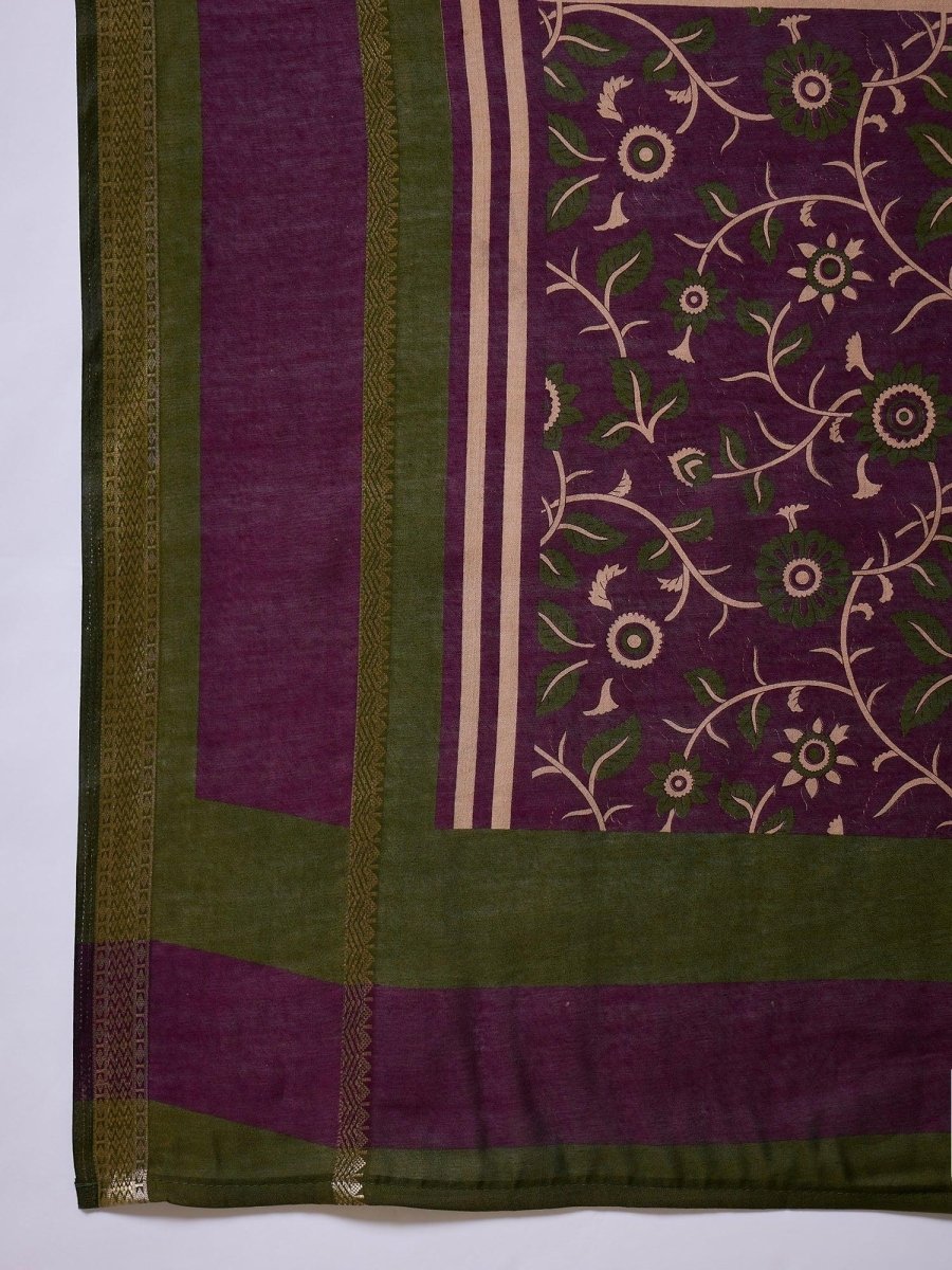 Pv Cotton Wine Printed Saree | EZB GF02 TARA V1 50005 - EZBER