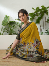 Pv Cotton Yellow Printed Saree | EZB GF02 TARA V2 54004