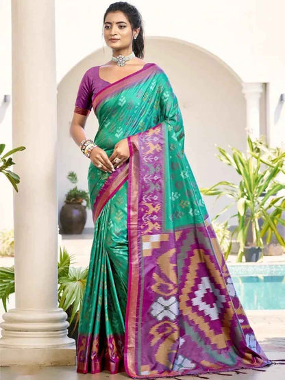 Rama Green Silk Brocade Saree | EZB SI04 ASPOC1006