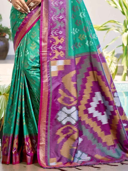 Rama Green Silk Brocade Saree | EZB SI04 ASPOC1006
