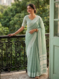 Rama Green Silk Blend Handloom Saree | EZB SI04 SURJS1003 - EZBER