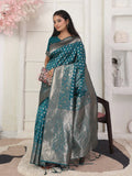 Rama Lichi Silk Saree With Blouse Piece - EZBER