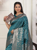 Rama Lichi Silk Saree With Blouse Piece - EZBER