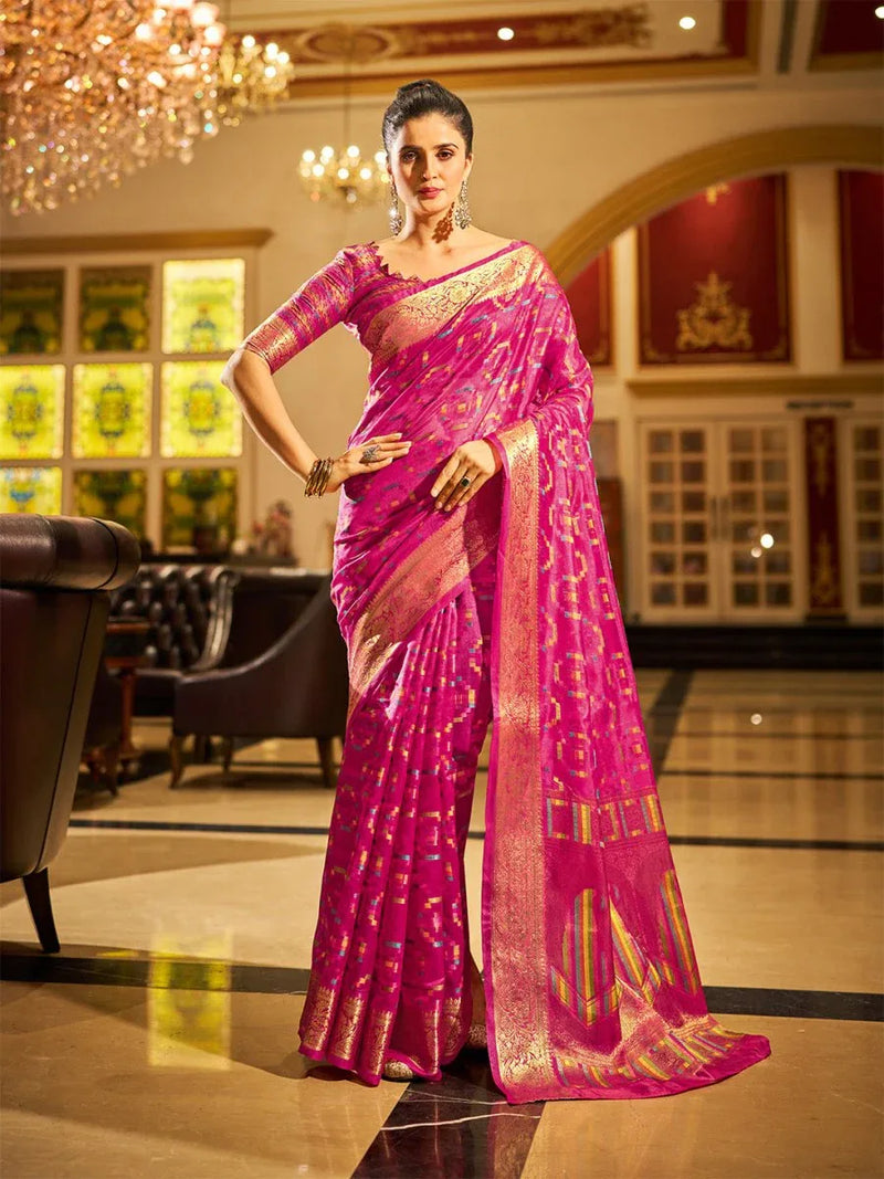 Rani Organza Festive Wear Saree With Blouse Piece - EZBER