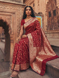 Red Art Silk Brocade Saree | EZB SI04 SUMKD1006 - EZBER