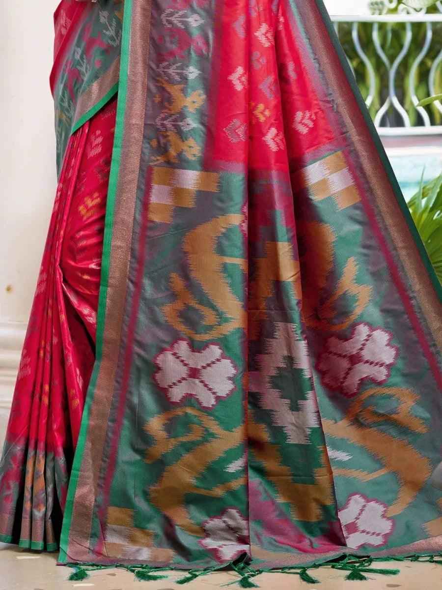 Red Silk Brocade Saree | EZB SI04 ASPOC1008