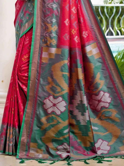 Red Silk Brocade Saree | EZB SI04 ASPOC1008