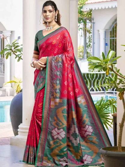 Red Silk Brocade Saree | EZB SI04 ASPOC1008