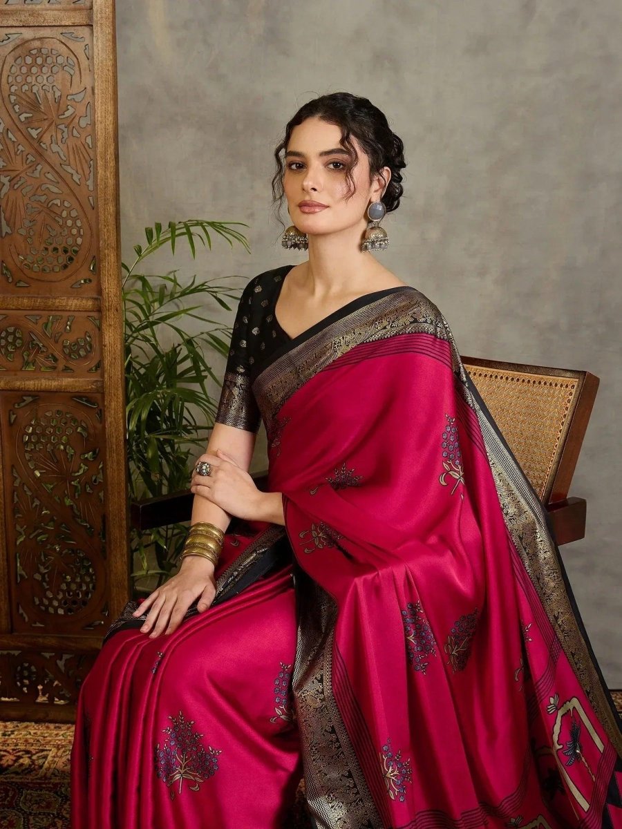 Red Semi Modal Saree | EZB GF02 LUX 20002 - EZBER
