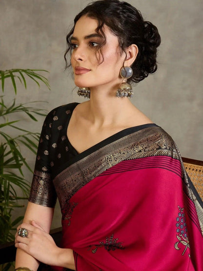 Red Semi Modal Saree | EZB GF02 LUX 20002 - EZBER