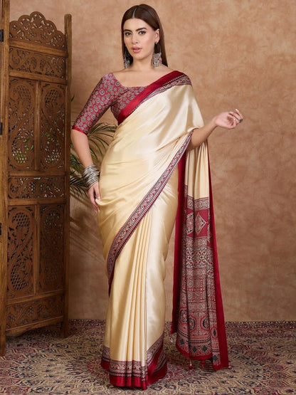 Red Semi Modal Saree | EZB GF02 LUX 21003 - EZBER