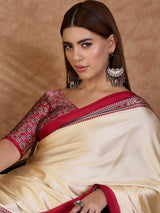 Red Semi Modal Ajrakh Print Saree | EZB GF02 LUX 21003
