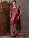 Red Semi Modal Saree With Blouse Piece - EZBER