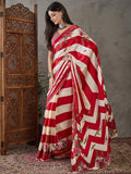 Red Semi Modal Saree With Blouse Piece - EZBER