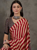Red Semi Modal Saree With Blouse Piece - EZBER