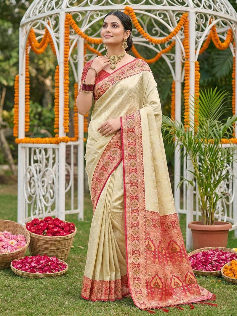 Red Silk Blend Handloom Saree | EZB SI04 SRKAN1003 - EZBER