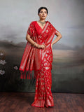 Red Silk Blend Handloom Saree | EZB SI04 SURJW2002 - EZBER
