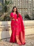 Red Soft silk Saree With Blouse Piece - EZBER