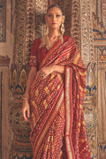 Red Yellow Patola Saree - EZBER