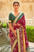 Rose Red Patola Saree - EZBER