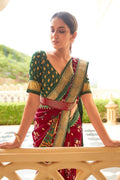 Rose Red Patola Saree - EZBER