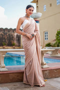 Sand Beige Mulmul Cotton Saree - EZBER