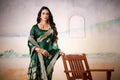 Satin Tissue Woven Design Jacquard Work Handloom Saree With Blouse Piece - EZBER