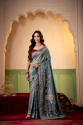 Satin Tissue Woven Design Jacquard Work Saree With Blouse Piece - EZBER
