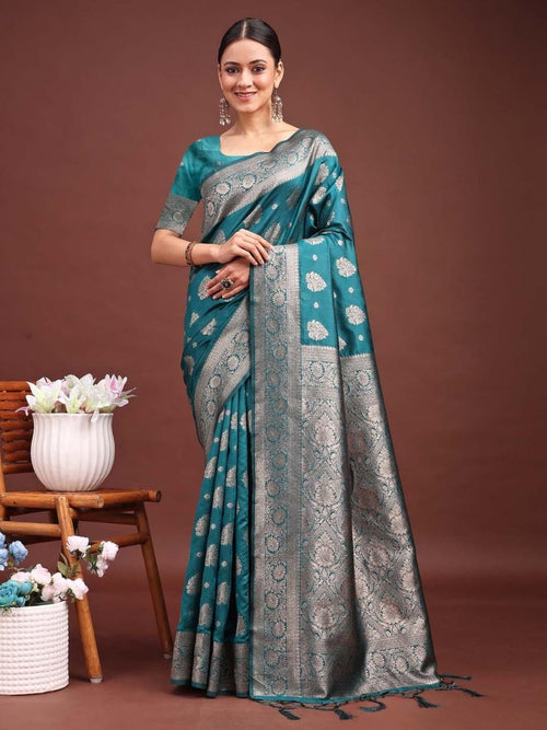 Sea Green Banarasi Silk Brocade Saree | EZB SI04 ASBNS1005 - EZBER