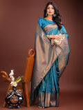 Sea Green Banarasi Silk Brocade Saree | EZB SI04 ASPAL2001 - EZBER