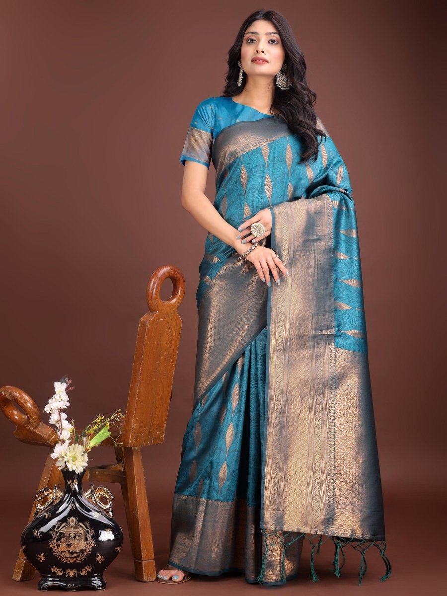 Sea Green Banarasi Silk Brocade Saree | EZB SI04 ASPAL2001 - EZBER