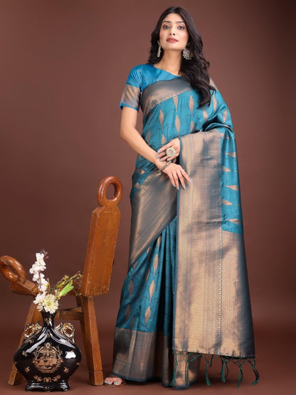 Sea Green Banarasi Silk Brocade Saree | EZB SI04 ASPAL2001 - EZBER