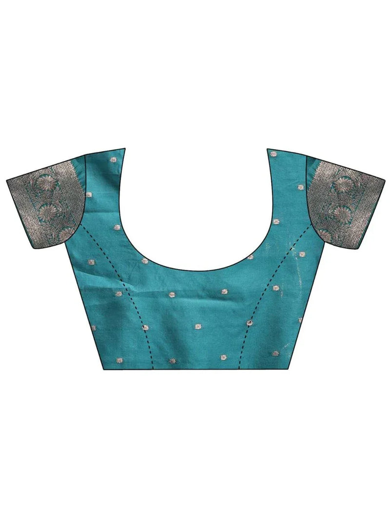 Sea Green Banarasi Silk Saree With Blouse Piece - EZBER