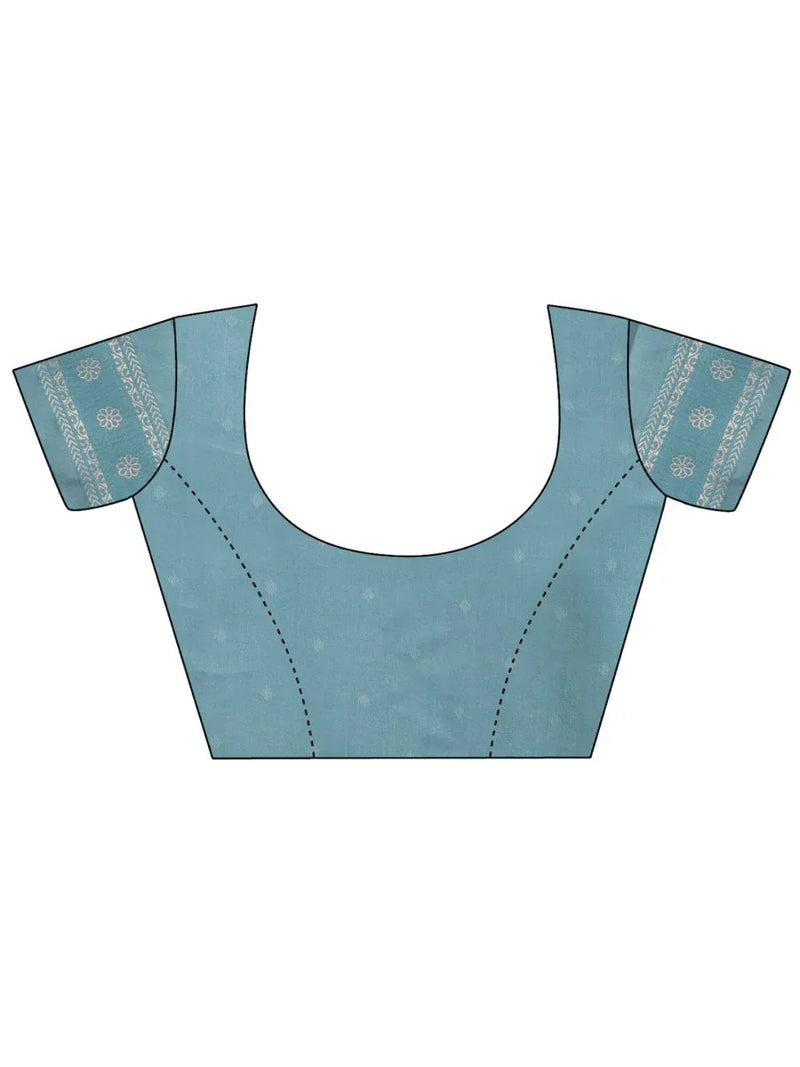 Sea Green Banarasi Silk Saree With Blouse Piece - EZBER