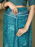 Sea Green Cotton Saree With Blouse Piece - EZBER