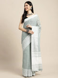 Sea Green GLORY LINEN Saree with Blouse Piece - EZBER