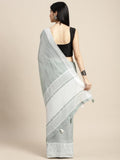 Sea Green Linen Cotton Handloom Saree | EZB SI04 SGGLO-3001 - EZBER